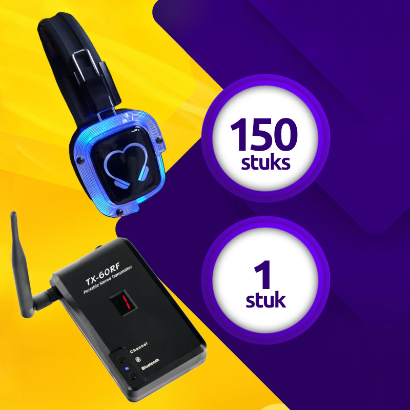 150 koptelefoons + 1 zender